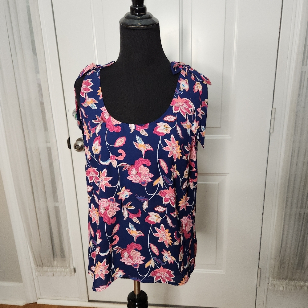 LOFT Floral with Bows Blouse Size Small